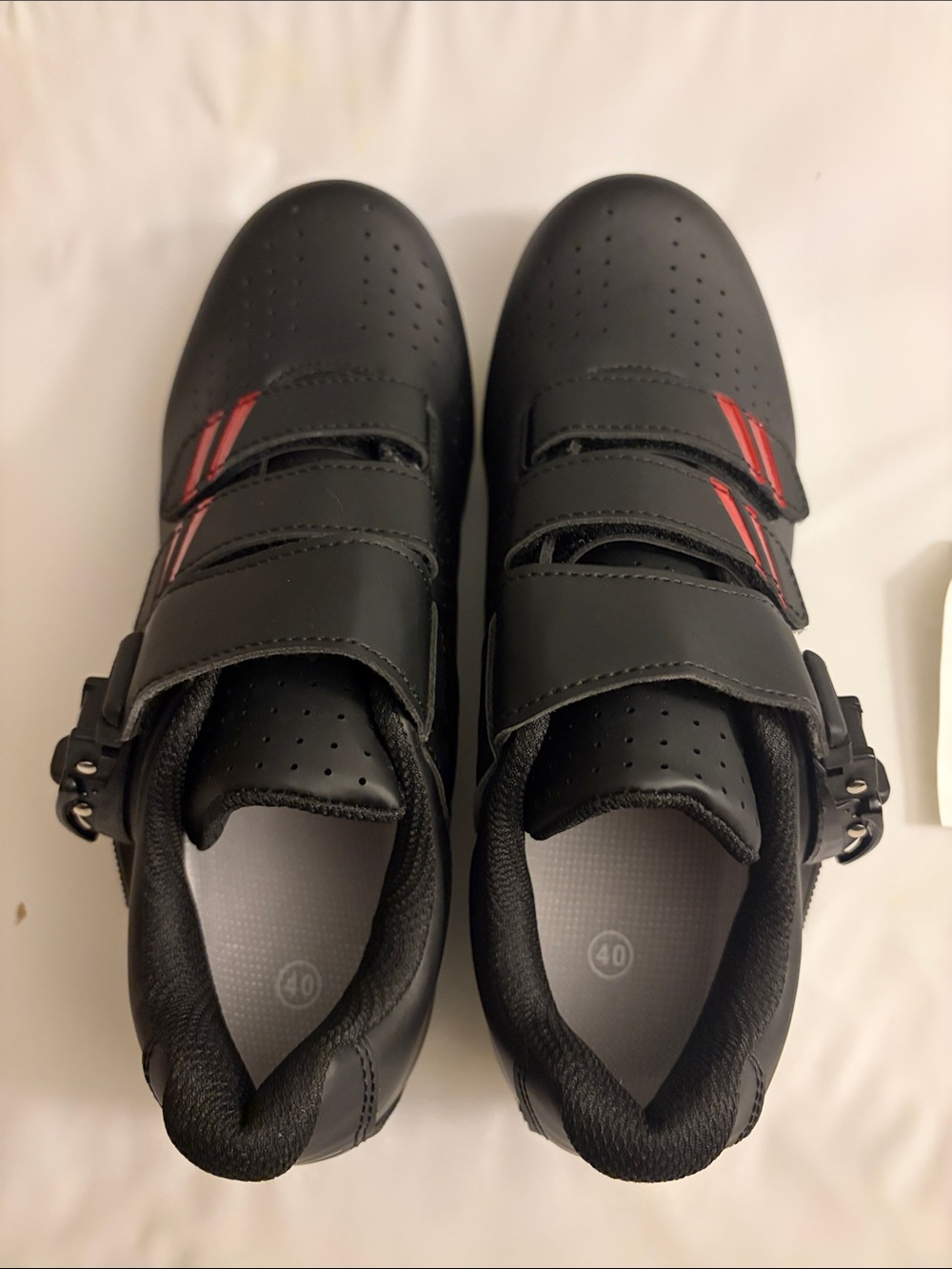 Men's Black Cycling Shoes with Red Accent - Velcro & Boa Closure